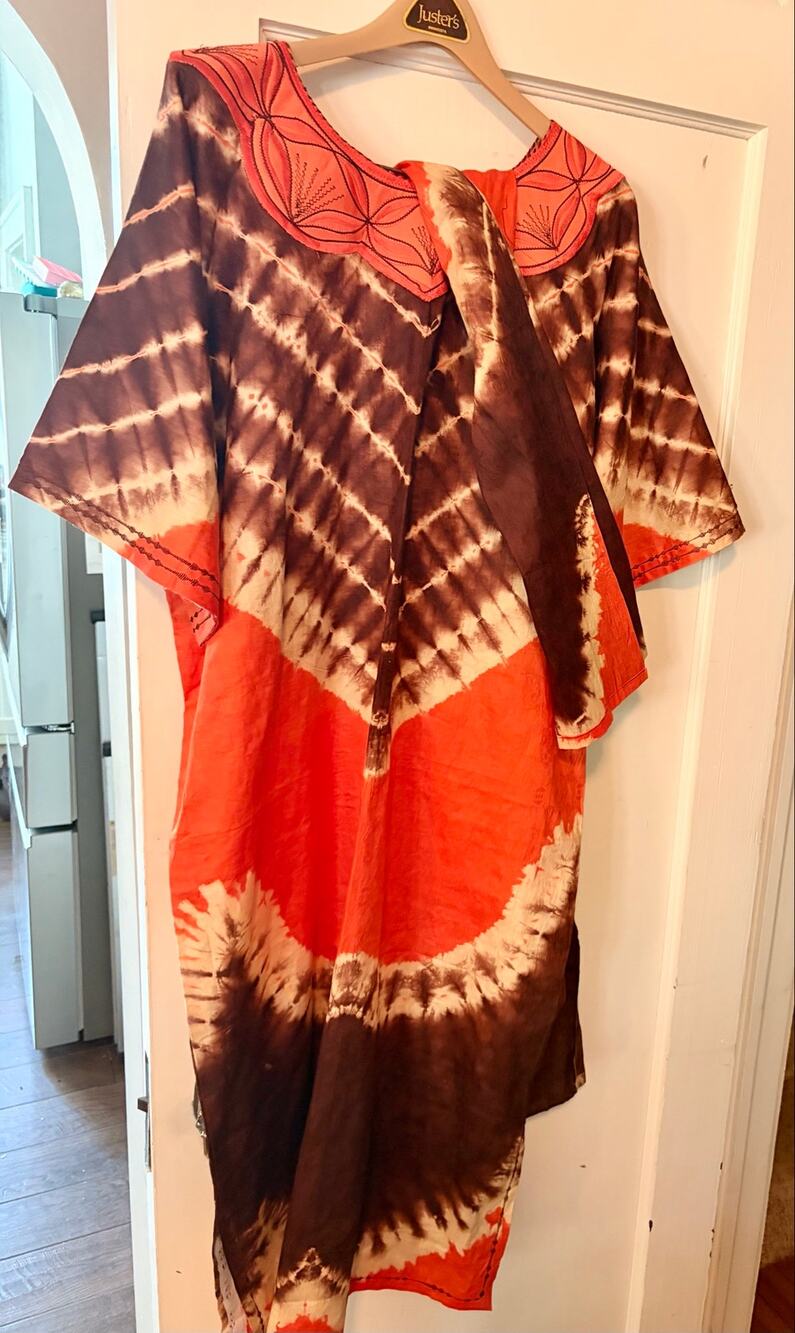 luxury kaftan dress head wrap regal Kampala embroidered cotton bubu